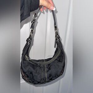 Small black signature coach hobo